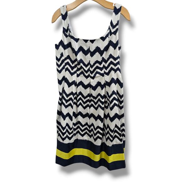 Jones Studio Navy White Chevron Fit & Flare Dress – Size 8, Lined, Zip Back, New - Picture 5 of 9